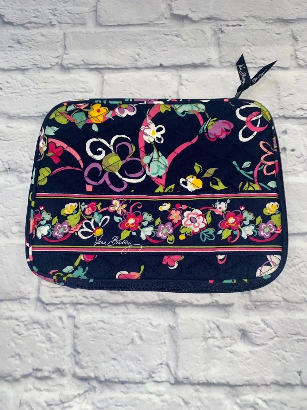 Vera Bradley Navy Ribbons & Floral Quilted Tablet Case